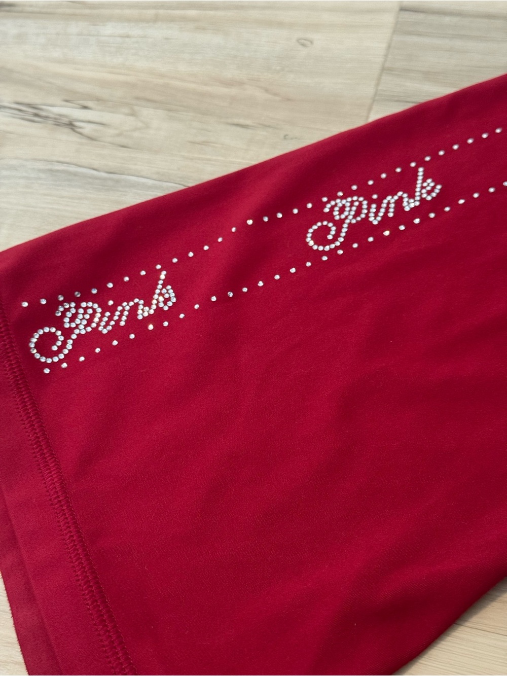 Red Embellished Victoria Secret Rhinestone Fared Leggings - Picture 2 of 3